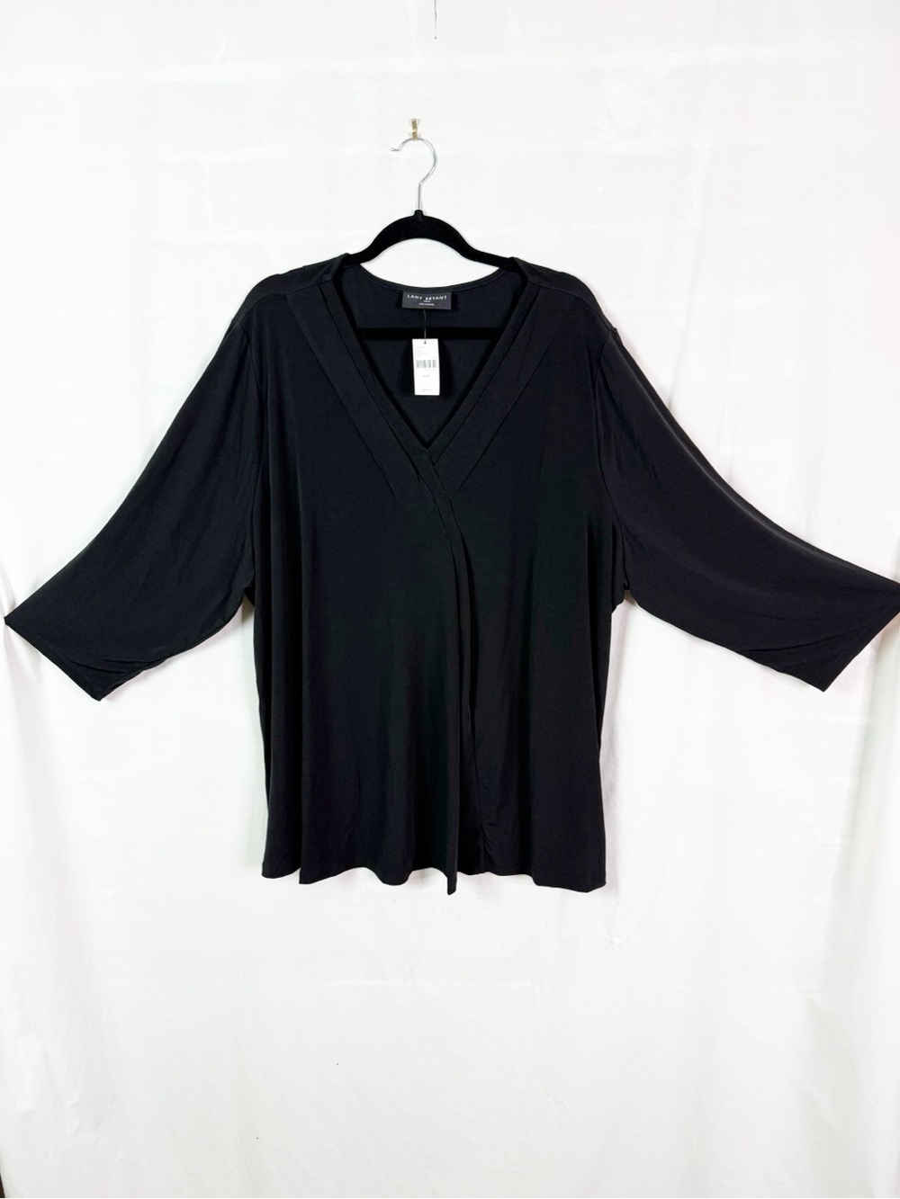 Lane Bryant Black V-Neck Long Sleeve Top 30/32 NEW NWT
